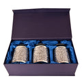 Ambrose Exquisite Tea, Sugar, Coffee Canisters With Tray In Crushed Diamond Glass In Gift Box Silver Glass