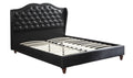 Queen Size Bed 1Pc Bed Set Black Faux Leather Upholstered Wingback Design Bed Frame Headboard Bedroom Furniture Tufted Upholstered Box Spring Not Required Queen Black Bedroom Contemporary,Modern Bed Frame Faux Leather Plywood