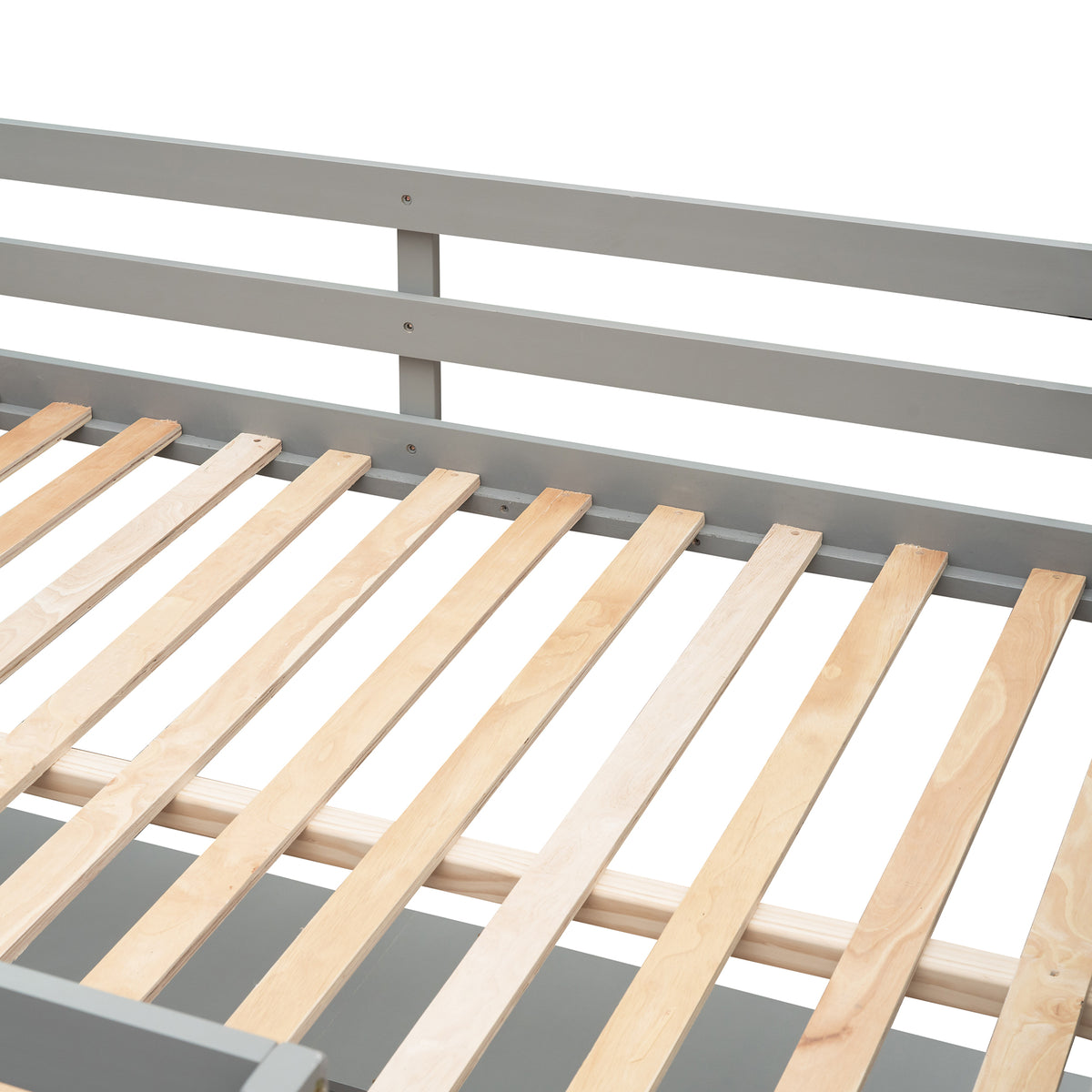 Full Size Loft Bed With Shelves And Desk, Wooden Loft Bed With Desk Gray Gray Solid Wood