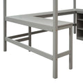 Full Size Loft Bed With Shelves And Desk, Wooden Loft Bed With Desk Gray Gray Solid Wood