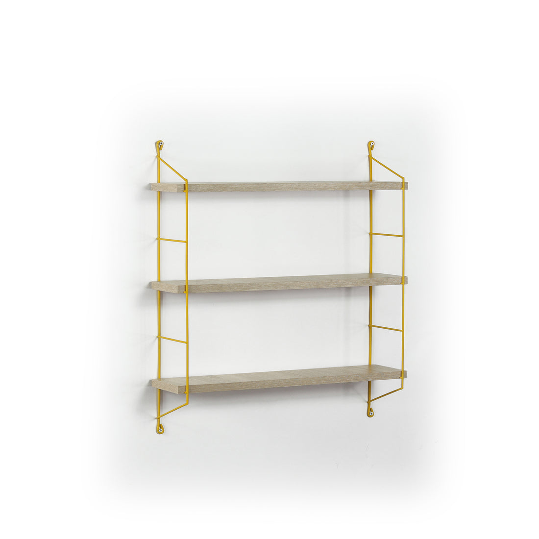 Neelix Floating Wall Decor Wall Mounted Rustic Decorative Hanging 3 Tier Metal Bracket Shelf For Books And Collectibles, Oak Yellow Oak Solid Wood