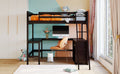 Full Size Loft Bed With Shelves And Desk, Wooden Loft Bed With Desk Espresso Espresso Solid Wood