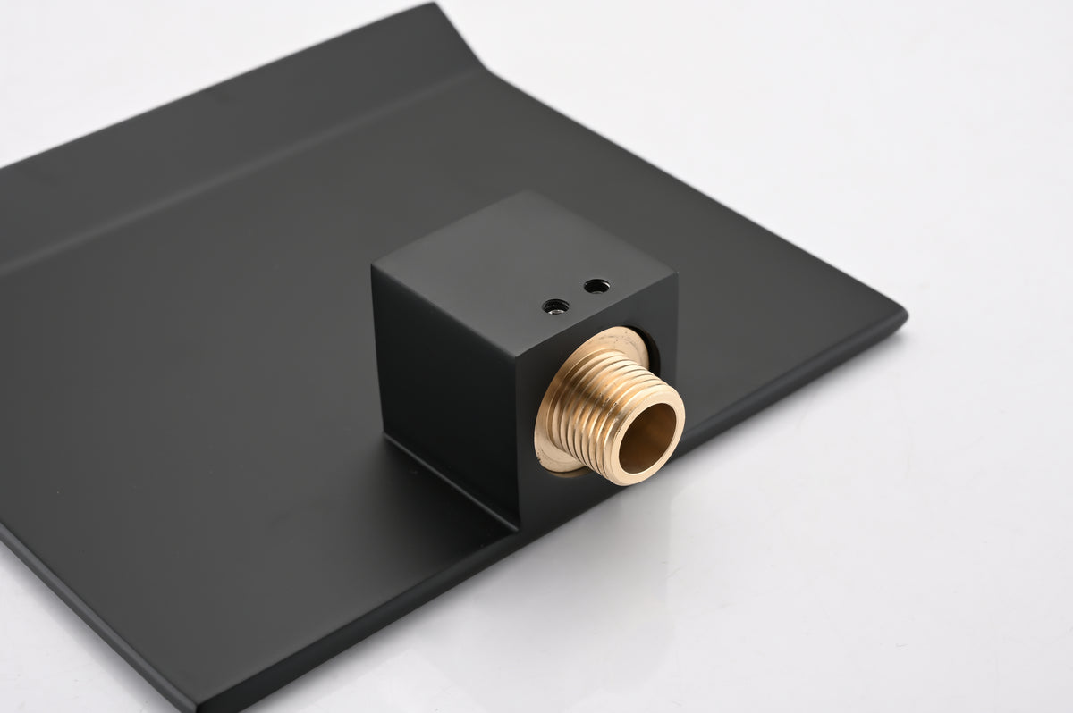 Waterfall Wall Mounted Tub Faucet Matte Black Stainless Steel