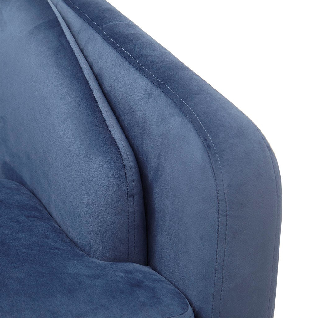 Upholstered Tufted Mid Century Accent Chair Blue Polyester