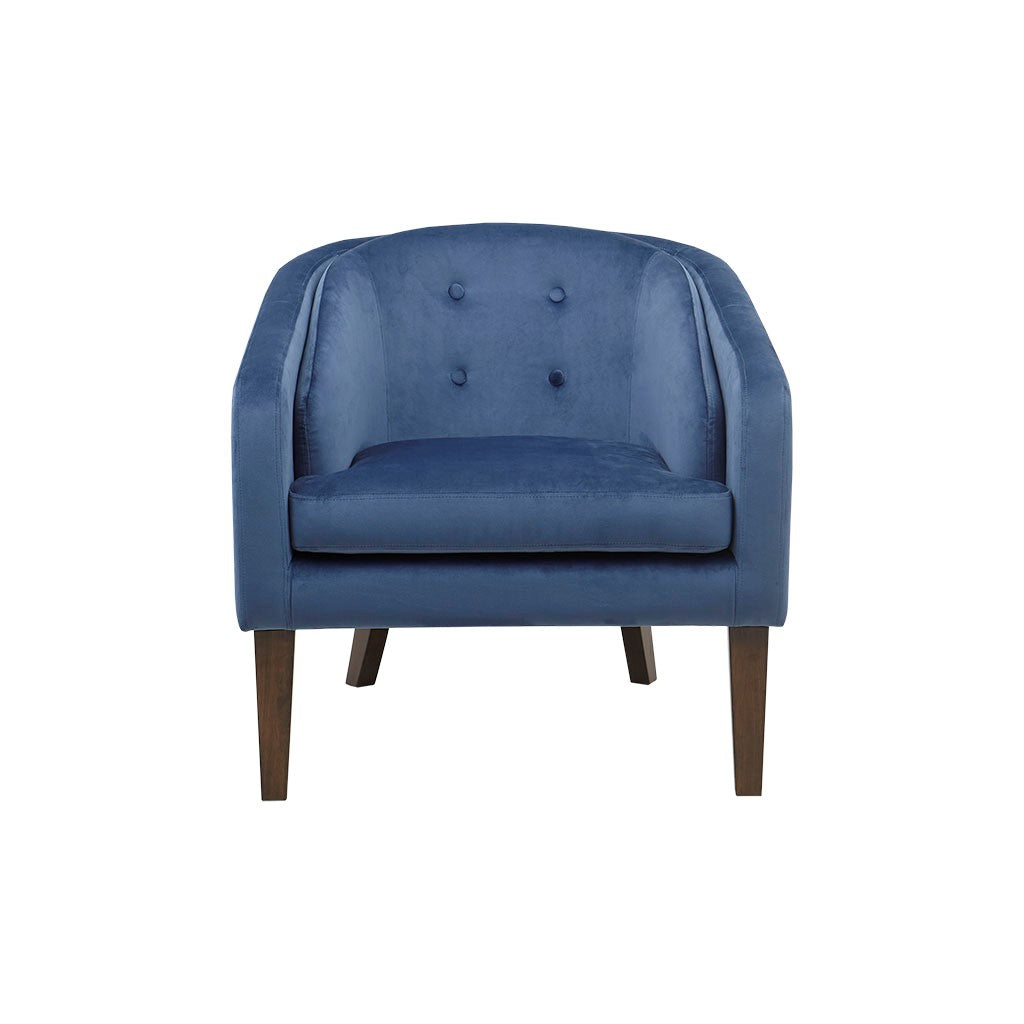 Upholstered Tufted Mid Century Accent Chair Blue Polyester