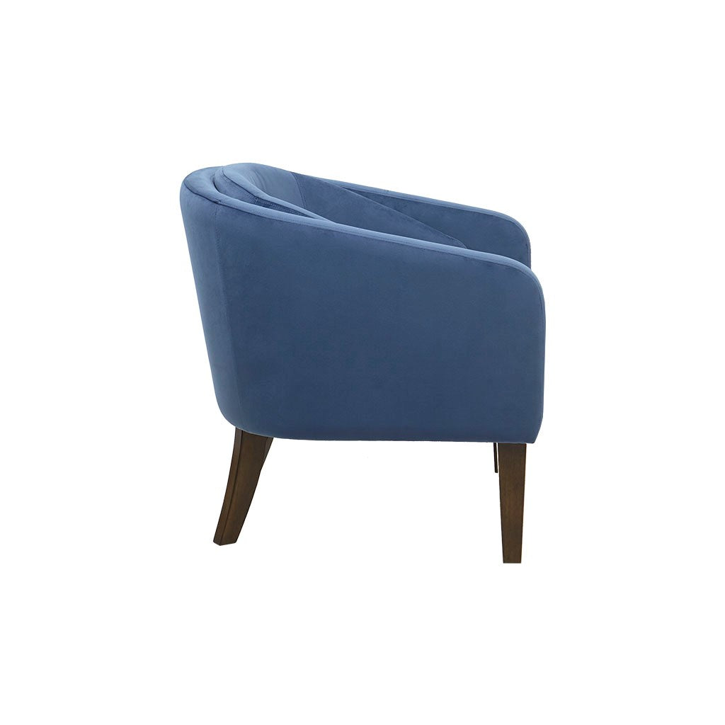 Upholstered Tufted Mid Century Accent Chair Blue Polyester