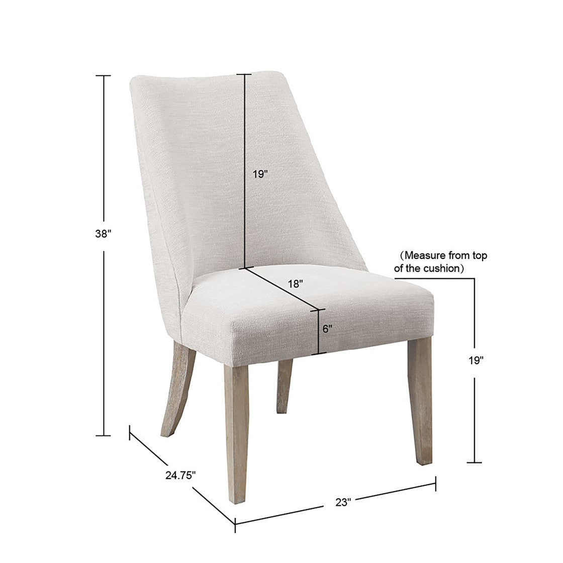 Upholstered Dining Chair Set Of 2 Ivory Polyester