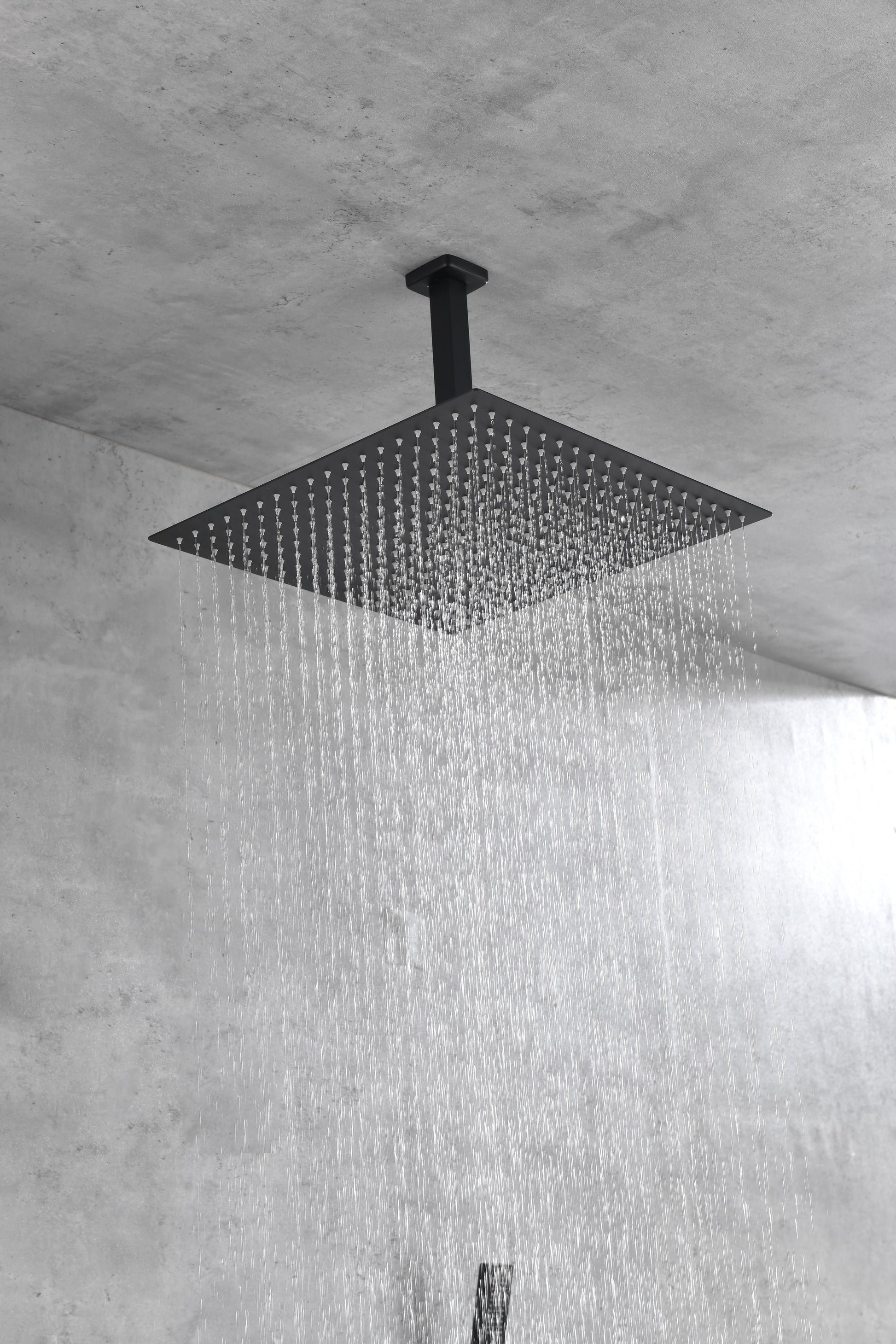 Ceiling Mounted Shower System Combo Set With Handheld And 16"Shower Head Matte Black Brass