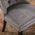 Nikki Collection Modern, High End Tufted Solid Wood Contemporary Velvet Upholstered Dining Chair With Wood Legs Trim 2 Pcs Set,Gray, Sw2001Gy Gray Dining Room American Design Dining Chairs Rubberwood Foam Velvet