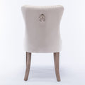 Nikki Collection Modern, High End Tufted Solid Wood Contemporary Velvet Upholstered Dining Chair With Wood Legs Trim 2 Pcs Set,Beige, Sw2001Bg Beige Dining Room American Design Dining Chairs Rubberwood Foam Velvet
