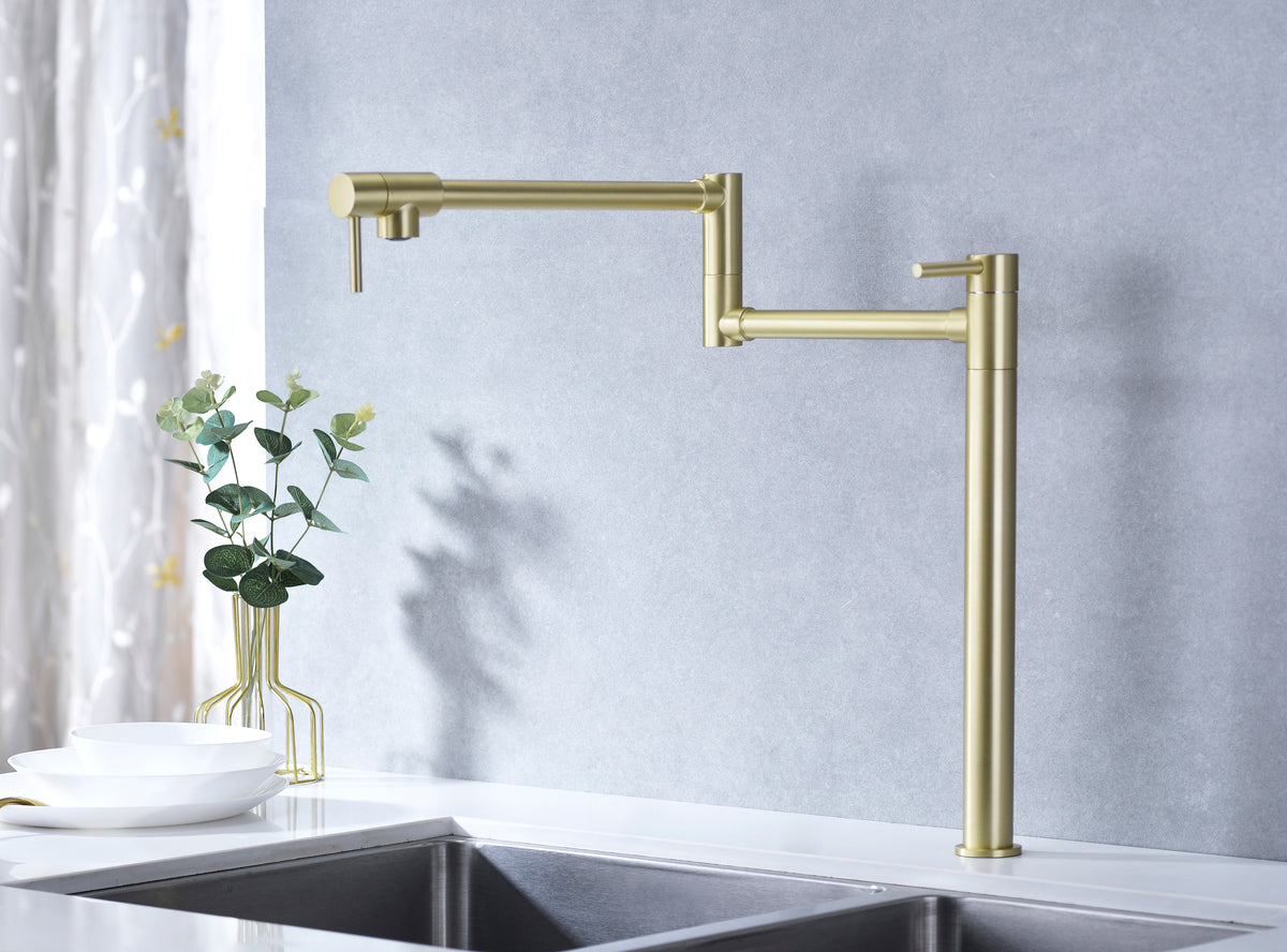 Pot Filler Faucet With Extension Shank Gold Brass