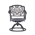 Patio Outdoor Aluminum Dining Swivel Rocker Chairs With Cushion, Set Of 2, Cast Silver Dark Gray White Foam Aluminum