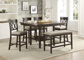 Dark Brown Finish Counter Height Chairs 2Pc Set Double X Back Design Lenin Like Fabric Padded Seat Dining Furniture Dark Brown Dining Room Wood