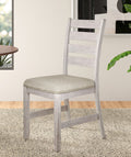 Grayish White And Brown Finish Casual Dining Room Furniture 5Pc Dining Set Rectangular Wooden Table And 4X Side Chairs Fabric Upholstered Seat Multicolor Seats 4 Dining Room Rectangular Dining Table With Chair Wood