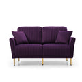 Mid Century Modern Sectional Sofa Set, Couch Sets For Living Room 3 Pieces, 2 Piece Fabric Arm Chair And 1 Piece Loveseat Set For Living Room, Purple Velvet Purple Foam Velvet 4 Seat