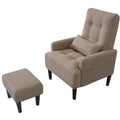 Redde Boo Brown Living Room Sofa Single Chair And Ottoman, Modern Multi Function Fabric Living Room Sofa Lounge Chair Bed And Stool.Soft Leisure Single Chair Adjustable Into 5 Angles With Sofa Bed Gray Modern Foam Fabric