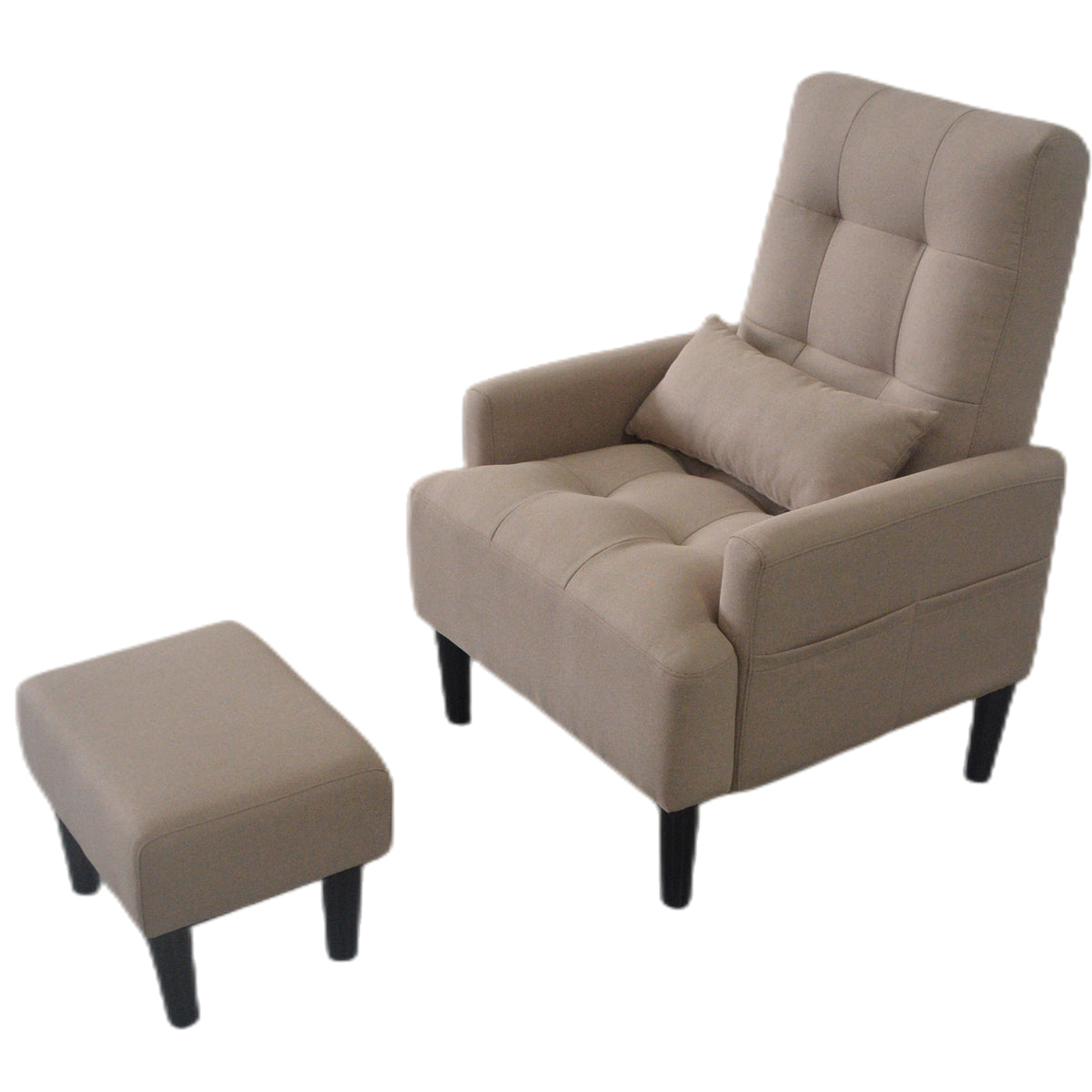 Redde Boo Brown Living Room Sofa Single Chair And Ottoman, Modern Multi Function Fabric Living Room Sofa Lounge Chair Bed And Stool.Soft Leisure Single Chair Adjustable Into 5 Angles With Sofa Bed Gray Modern Foam Fabric