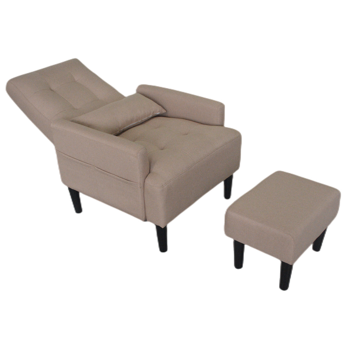 Redde Boo Brown Living Room Sofa Single Chair And Ottoman, Modern Multi Function Fabric Living Room Sofa Lounge Chair Bed And Stool.Soft Leisure Single Chair Adjustable Into 5 Angles With Sofa Bed Gray Modern Foam Fabric