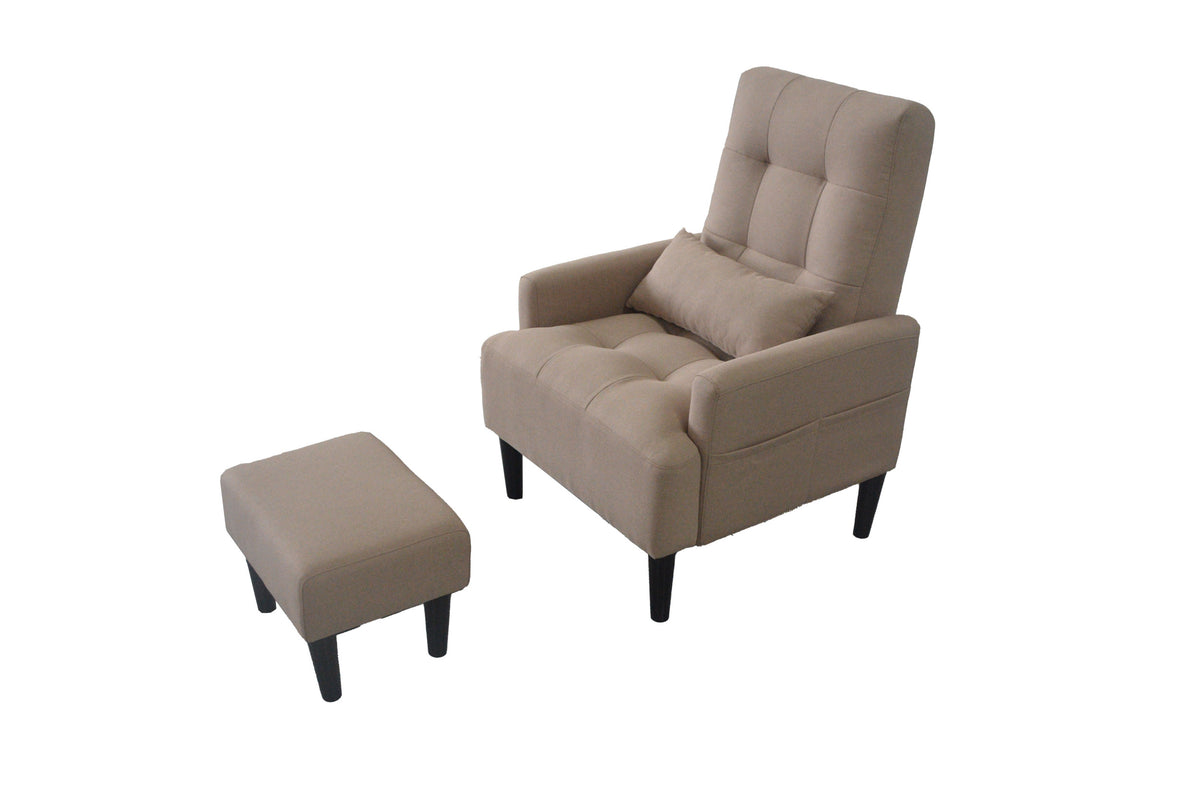 Redde Boo Brown Living Room Sofa Single Chair And Ottoman, Modern Multi Function Fabric Living Room Sofa Lounge Chair Bed And Stool.Soft Leisure Single Chair Adjustable Into 5 Angles With Sofa Bed Gray Modern Foam Fabric