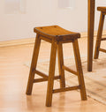 Casual Dining 18 Inch Height Saddle Seat Stools 2Pc Set Solid Wood Oak Finish Home Furniture Oak Dining Room Solid Wood