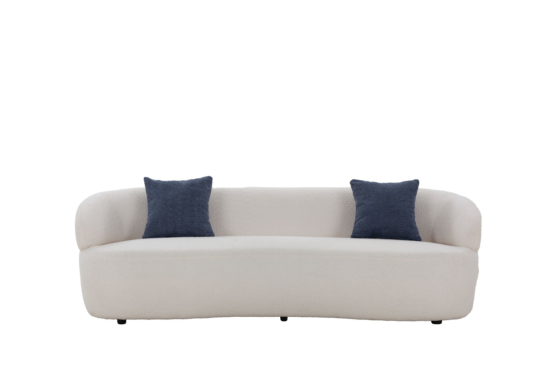 Mid Century Modern Curved Sofa, 3 Seat Cloud Couch Boucle Sofa Fabric Couch For Living Room, Bedroom, Office Beige Beige Upholstered 3 Seat