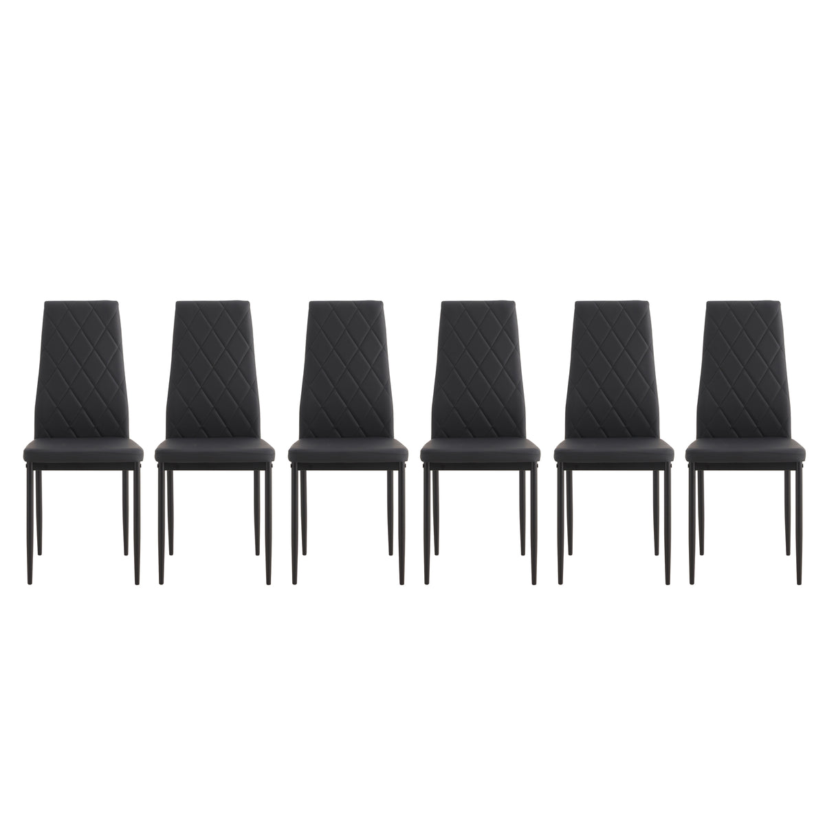 Dining Chair Set Of 6 Black Pu