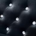 59.4 Inch Wide Black Velvet Sofa With Jeweled Buttons,Square Arm ,2 Pillows Black Velvet