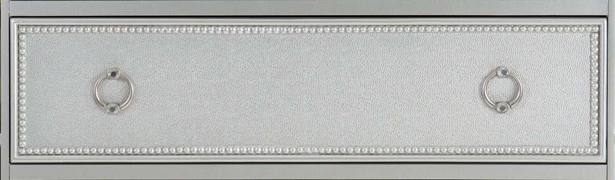 Glamorous Silver Finish Dresser 1Pc 7 Drawers Beveled Mirror Trim Modern Bedroom Furniture Silver Glam,Modern Wood