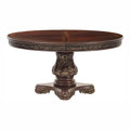 Beautiful Cherry Finish With Gold Tipping 1Pc Dining Round Oval Table With Extension Leaf Traditional Design Furniture Brown Mix Dining Room American Traditional,Traditional Wood