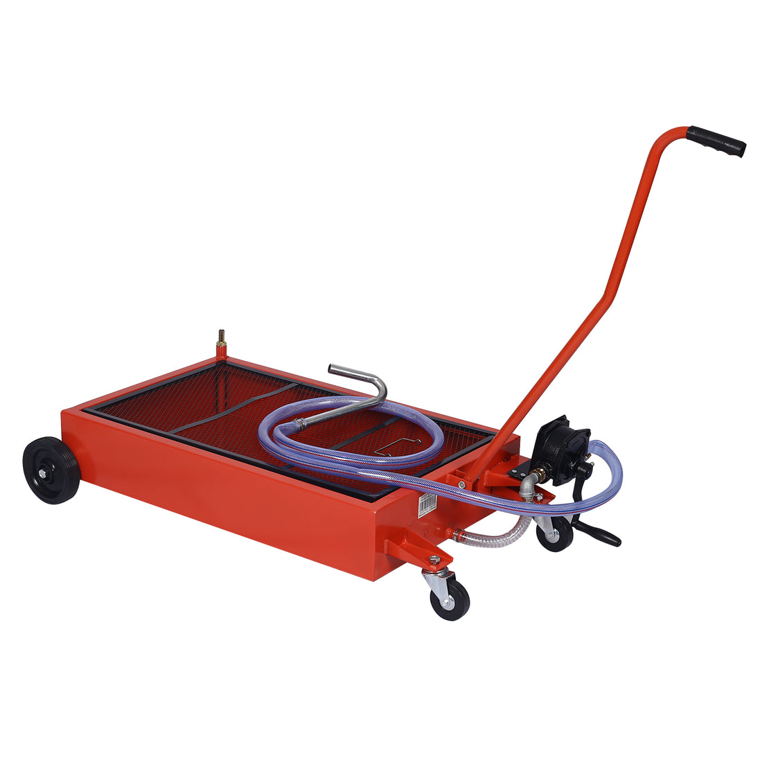 17 Gallon Low Profile Oil Drain With Pump Red Steel
