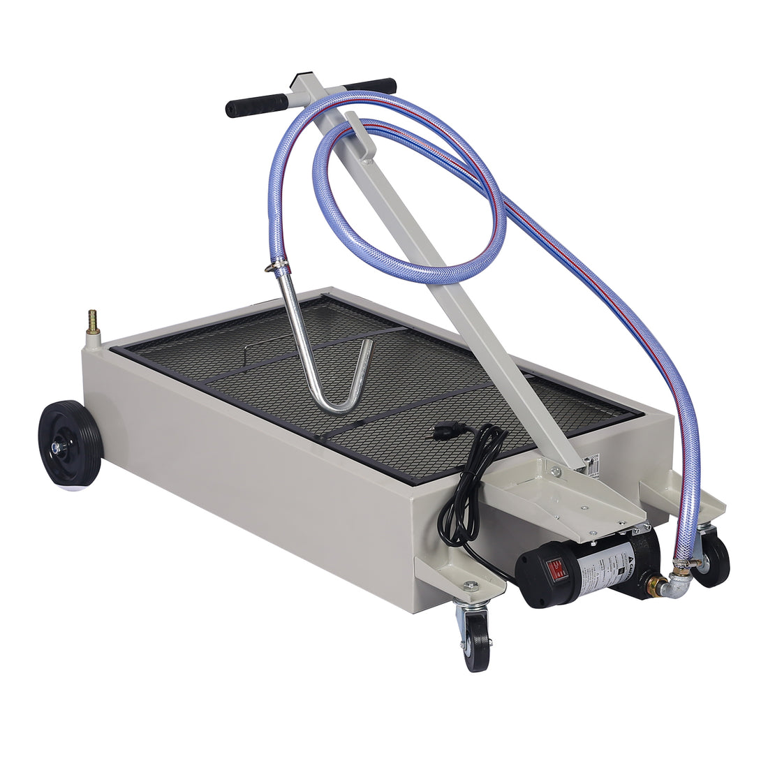 20 Gallon Low Profile Oil Drain With Pump Gray Steel