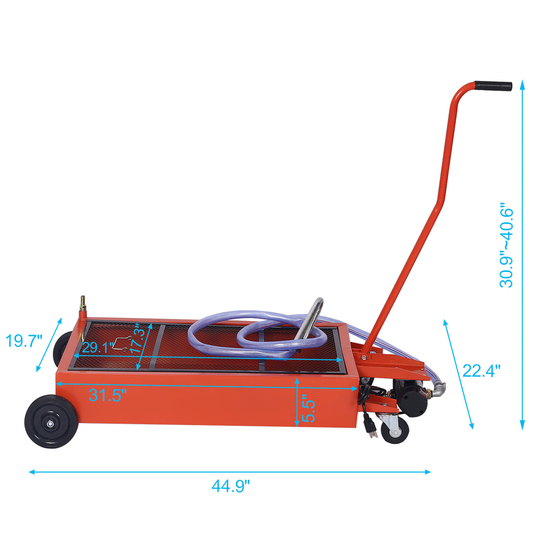 17 Gallon Low Profile Oil Drain With Electric Pump Red Steel