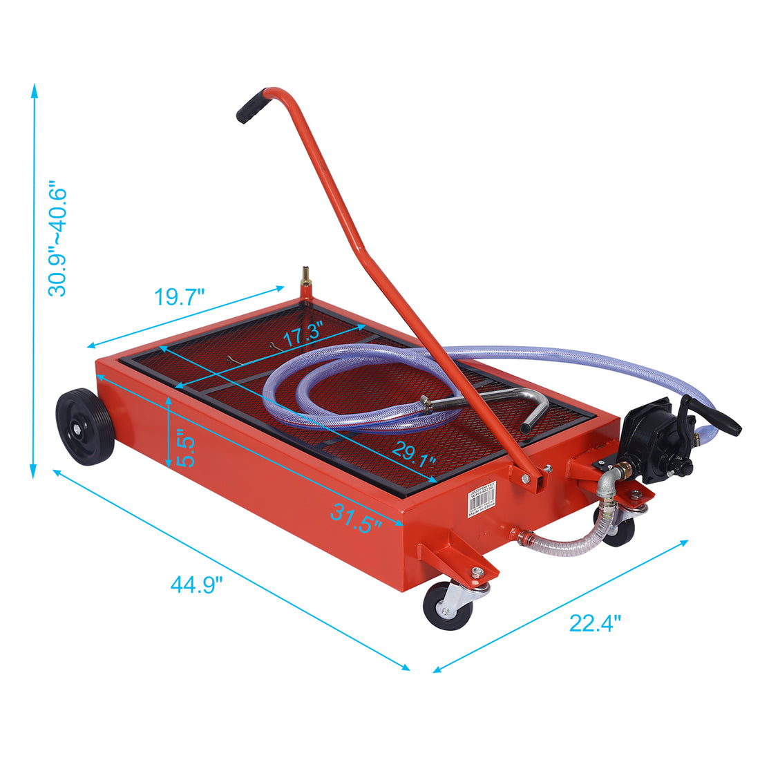 17 Gallon Low Profile Oil Drain With Pump Red Steel