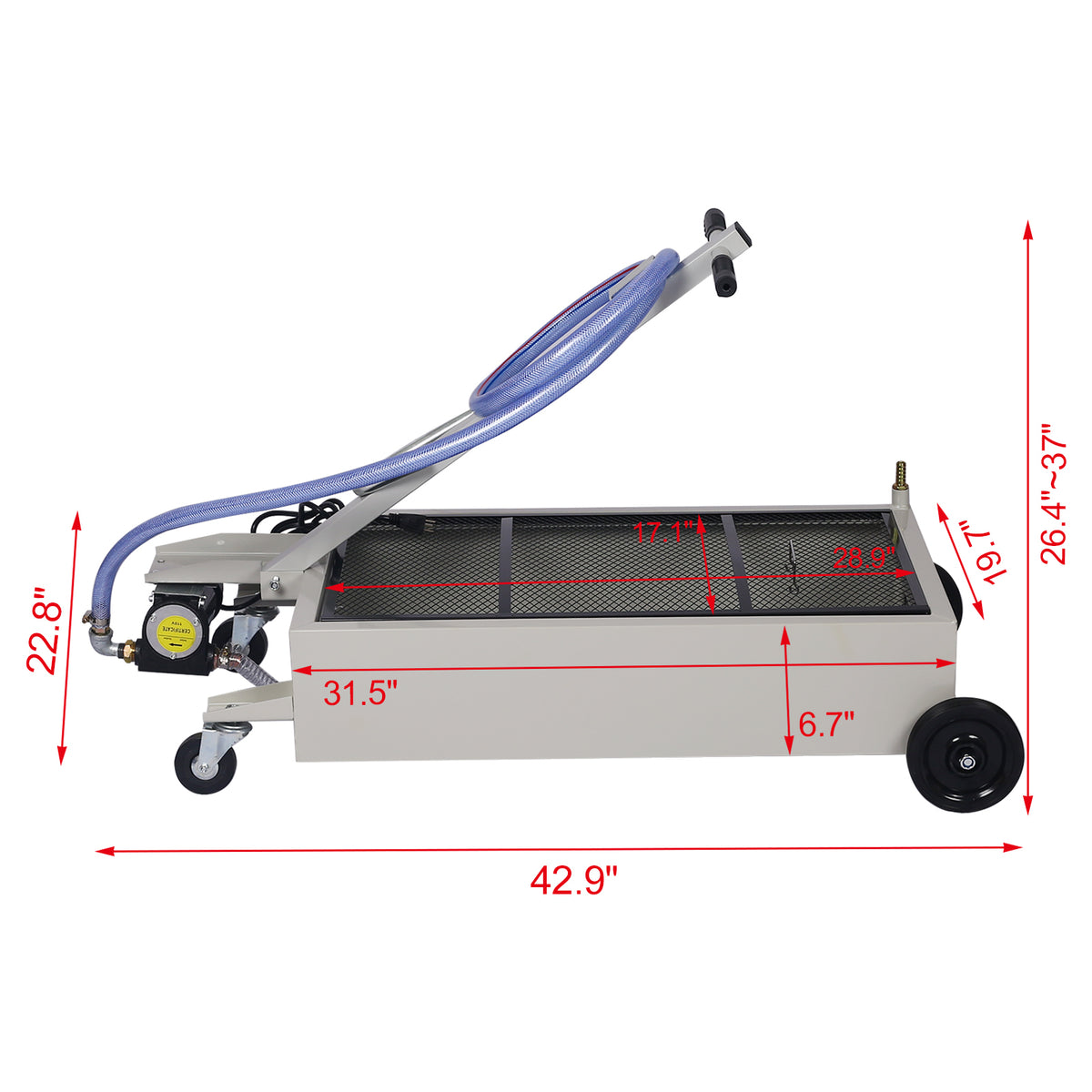 20 Gallon Low Profile Oil Drain With Pump Gray Steel