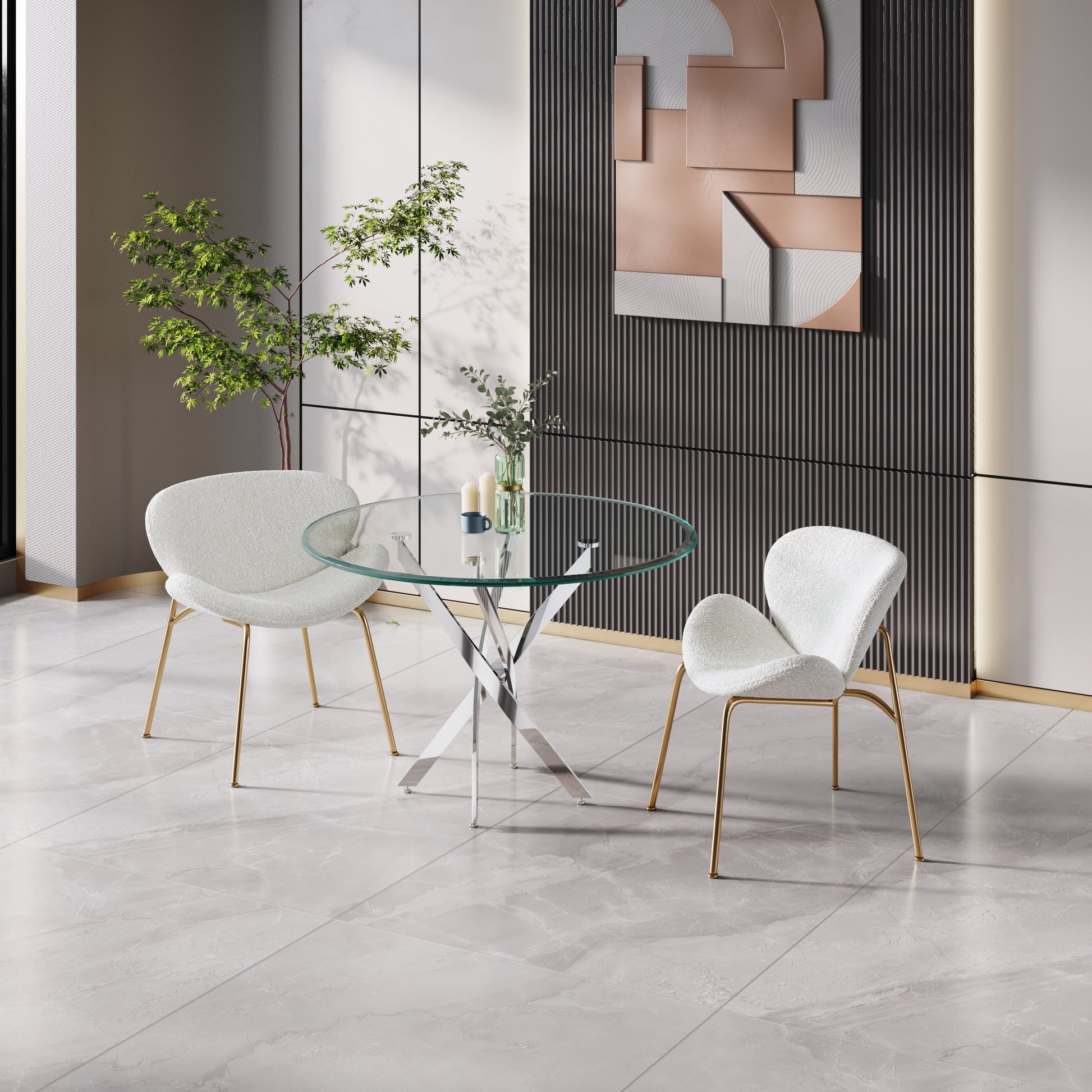 2 Chair 1 Carton Modern Lounge Chair, Teddy Velvet Cover, For Bedroom Vanity Chair For Home Office Dining 6 Colors White Velvet