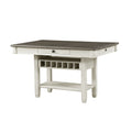 Antique White And Rosy Brown Counter Height Dining 7Pc Set Counter Height Table W Storage Display Shelf 4X Drawers Wine Rack And 6X Counter Height Chairs Wood Wood Antique White Seats 6 Wood Dining Room Casual Rectangular Dining Table With Chair Wood