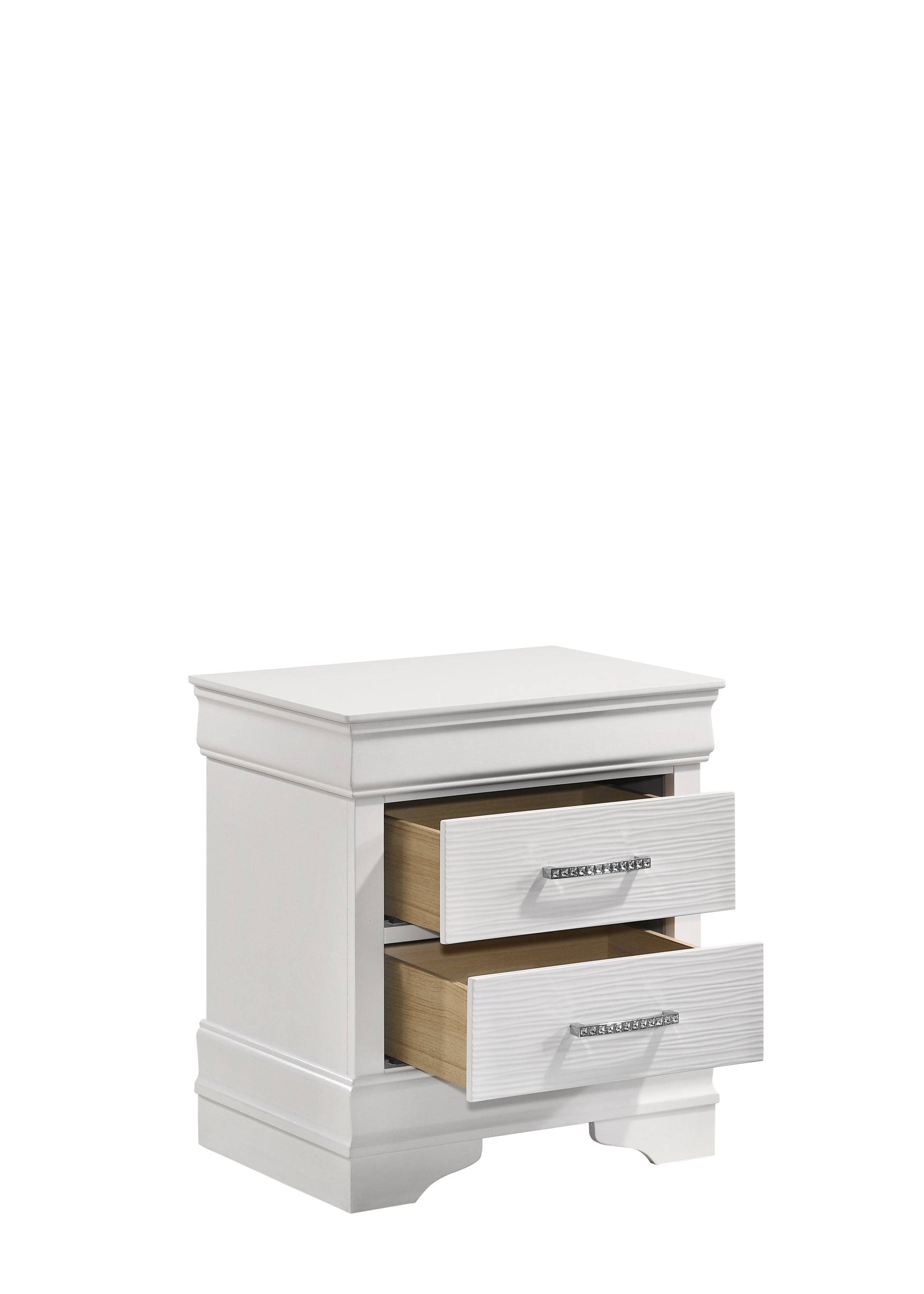 Full 5 Pc Tufted Upholstery Led Bedroom Set Made With Wood In White Box Spring Required Full White Wood 5 Piece Set Bedroom Bed Included,Chest Included,Dresser Included,Mirror Included,Nightstand