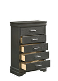 Modern Brooklyn 5 Drawers Chest Made With Wood In Gray Gray Bedroom Modern Acacia Upholstered Wood