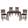 Contemporary Dining 5Pc Set Counter Height Table W Self Storing Extension Leaf And 4X Counter Height Chairs Dark Oak Finish Dining Room Furniture Wood Wood Oak Ladder Back Seats 4 Wood Dining Room Butterfly Leaf Extendable Contemporary Dining Table With
