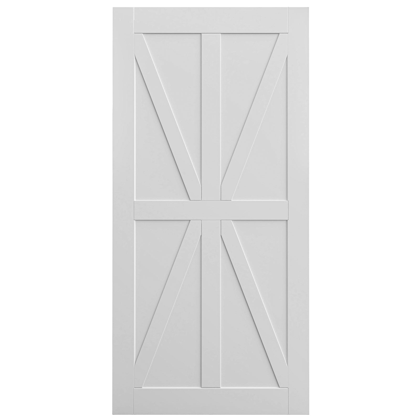 32" X 80" Star Style Real Primed Door Slab 6.6Ft Barn Door Sliding Hardware Adjustable Floor Guider Pull Handle, Diy Unfinished Paneled Door, Modern Interior Barn Door, Moisture Proof White Mdf