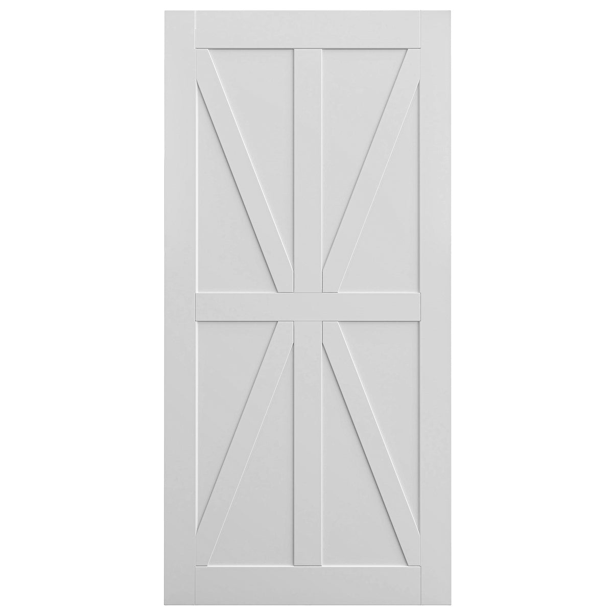 36" X 80" Star Style Real Primed Door Slab 6.6Ft Barn Door Sliding Hardware Adjustable Floor Guider Pull Handle, Diy Unfinished Paneled Door, Modern Interior Barn Door, Moisture Proof White Mdf