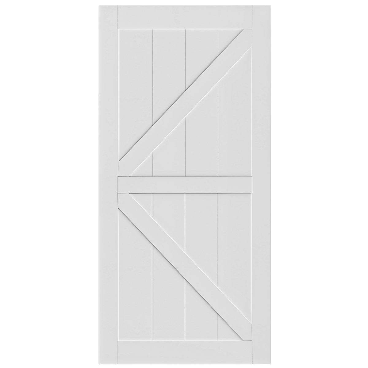 36" X 84" "K" Style Real Primed Door Slab, Diy Panel Door, Modern Interior Barn Door, Moisture Proof, Anti Deformation, Pre Drilled Ready To Assemble, Suitable For Pre Hung And Barn Door White Mdf