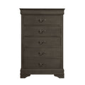 Classic Louis Philippe Style Stained Gray Finish 1Pc Chest Of 5X Drawers Traditional Design Bedroom Furniture Gray Bedroom Traditional Wood