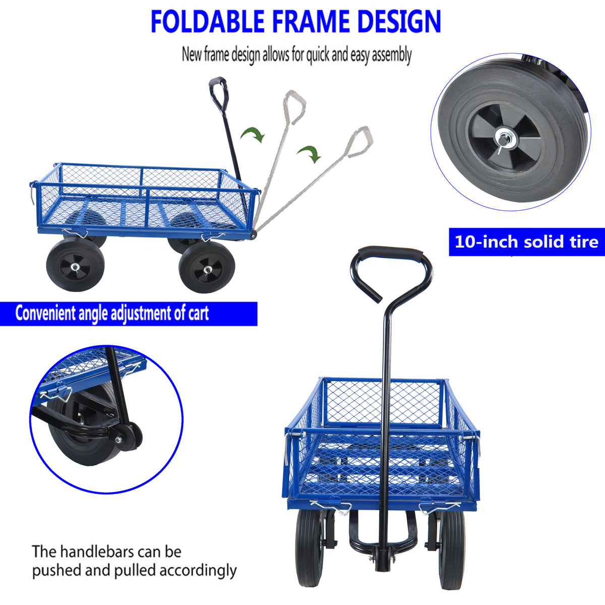 Tools Cart Wagon Cart Garden Cart Trucks Make It Easier To Transport Firewood Black Metal