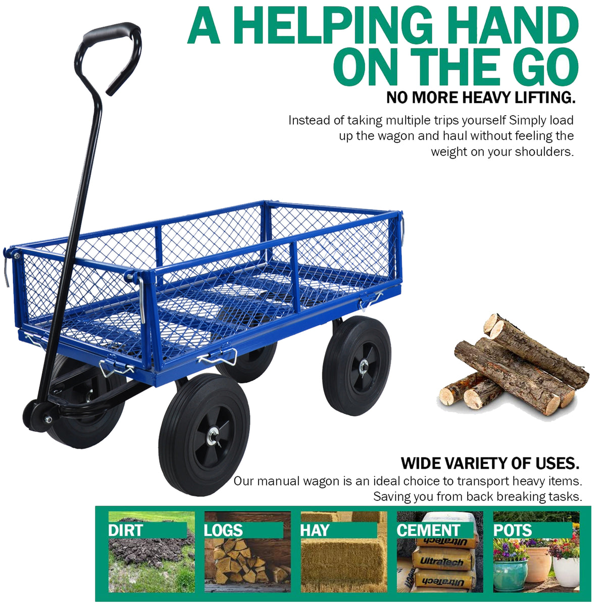 Tools Cart Wagon Cart Garden Cart Trucks Make It Easier To Transport Firewood Black Metal