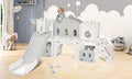 Kids Slide Playset Structure, Freestanding Castle Climber With Slide And Basketball Hoop, Toy Storage Organizer For Toddlers, Kids Climbers Playhouse For Indoor Outdoor Playground Activity White Hdpe