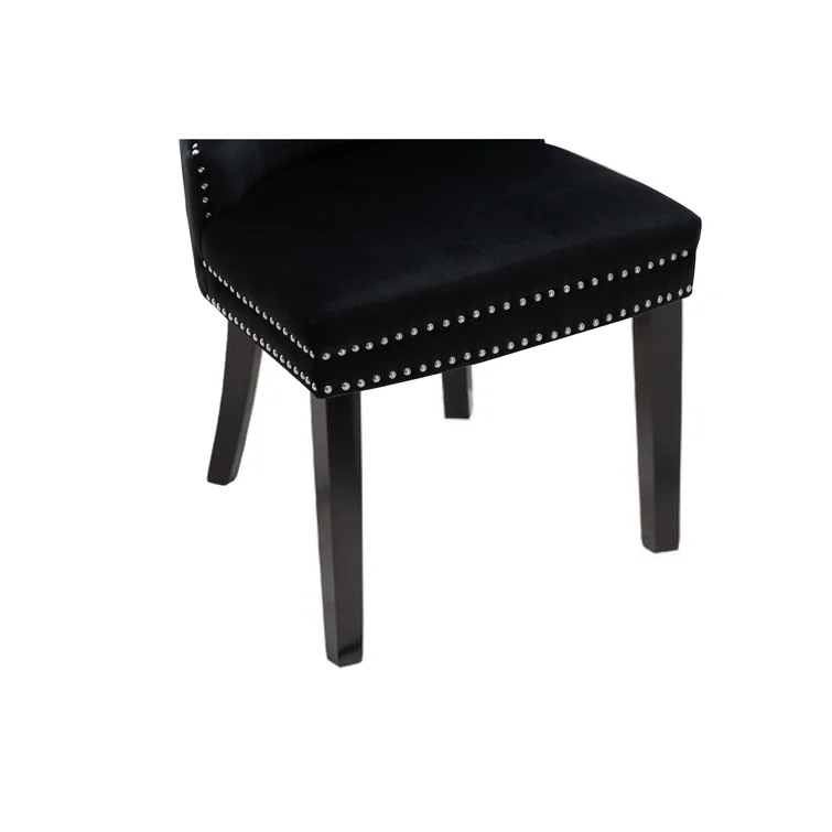 Erica 2 Piece Wood Legs Dinning Chair Finish With Velvet Fabric In Black Acacia Wood Black Primary Living Space Wipe Clean Transitional Accent Chairs Acacia Tufted Back Solid Wood Mdf Wood