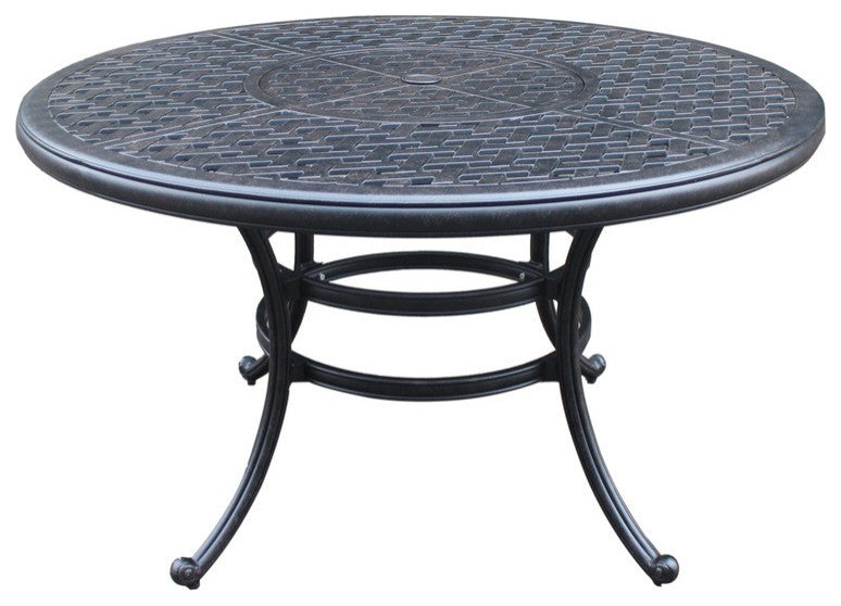 Round 4 Person 51.97" Long Dining Set With Cushions, Dupione Brown Antique Brown Polyester Aluminum