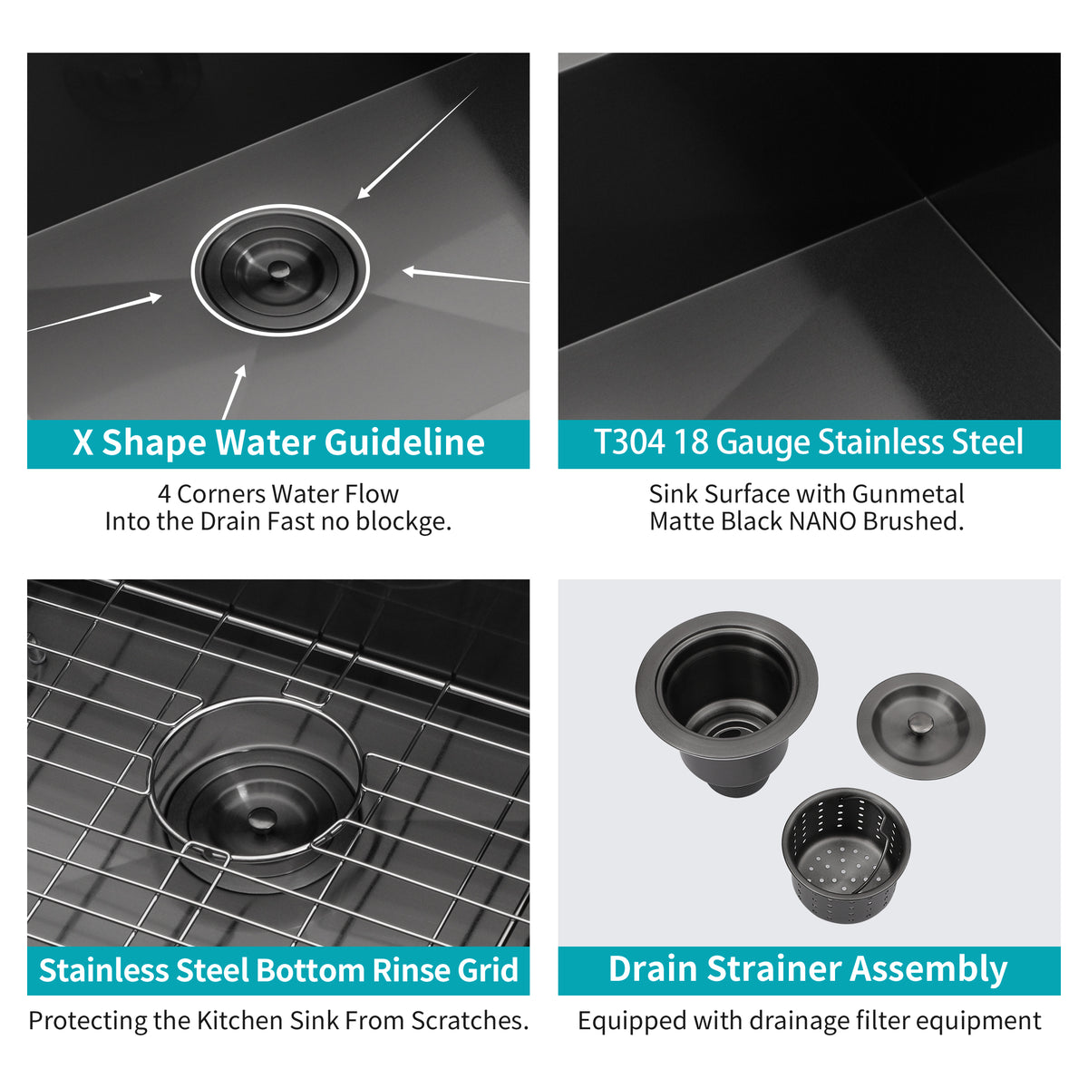 28 Kitchen Sink Drop In 28X22 Gunmetal Black Drop In Topmount 18 Gauge Stainless Steel Kitchen Sink Gunmetal Black Stainless Steel