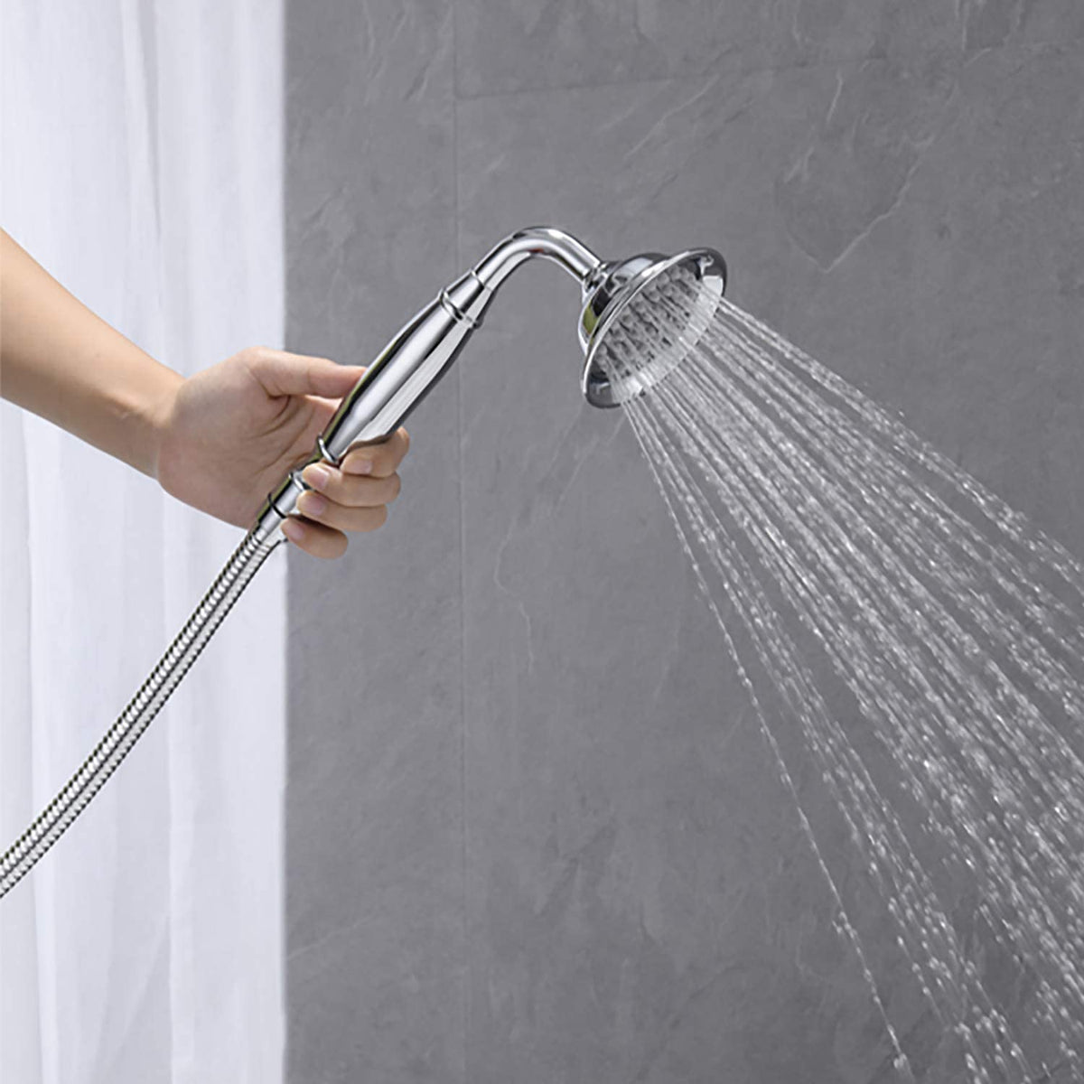 Freestanding Tub Filler Bathtub Faucet Chrome With Hand Held Shower Floor Mount Chrome Brass